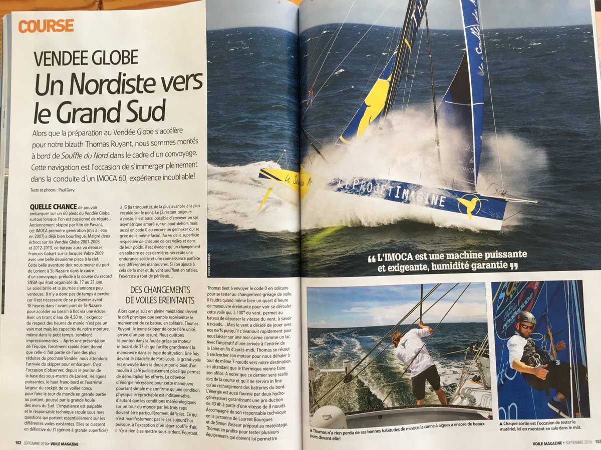 LeSouffleDuNord's tweet photo. Filez vite en kiosque, et dans @VoileMagazine, embarquez à bord du Souffle du Nord pour @projetimagine @IMOCA60 https://t.co/Tw2sbtWvMc