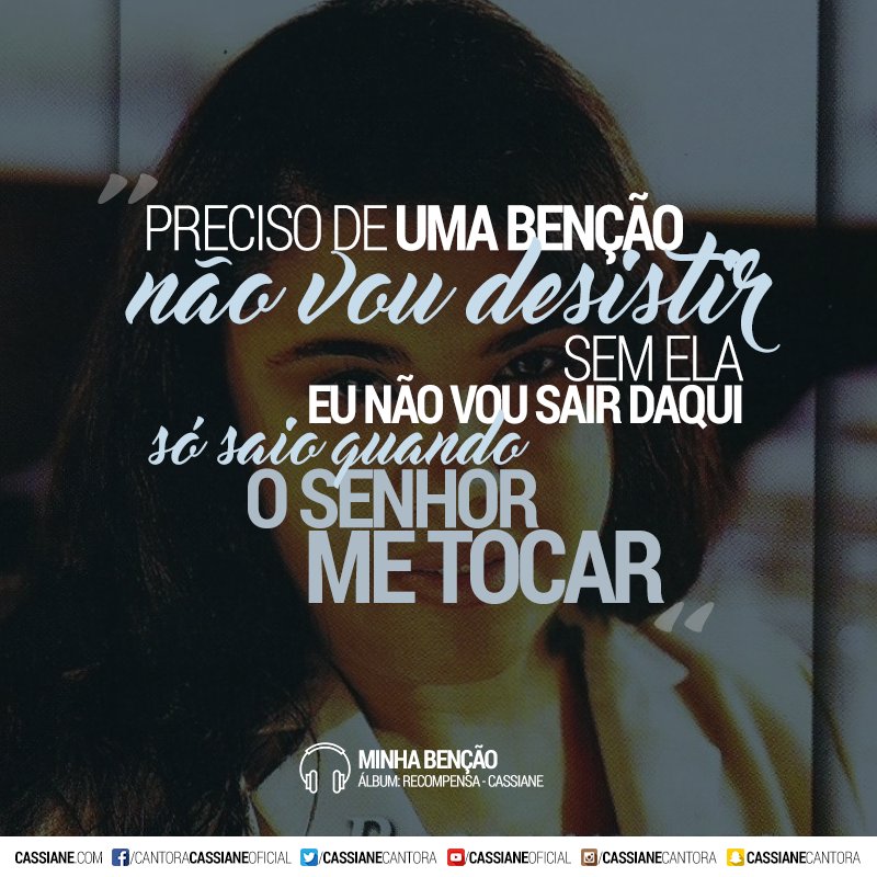 CASSIANECANTORA's tweet photo. ♪ ♫ "Preciso de uma benção não vou desistir 
Sem ela eu não vou sair daqui 
Só saio quando o Senhor me tocar" ♪ ♫ https://t.co/wQzZeXmEFV