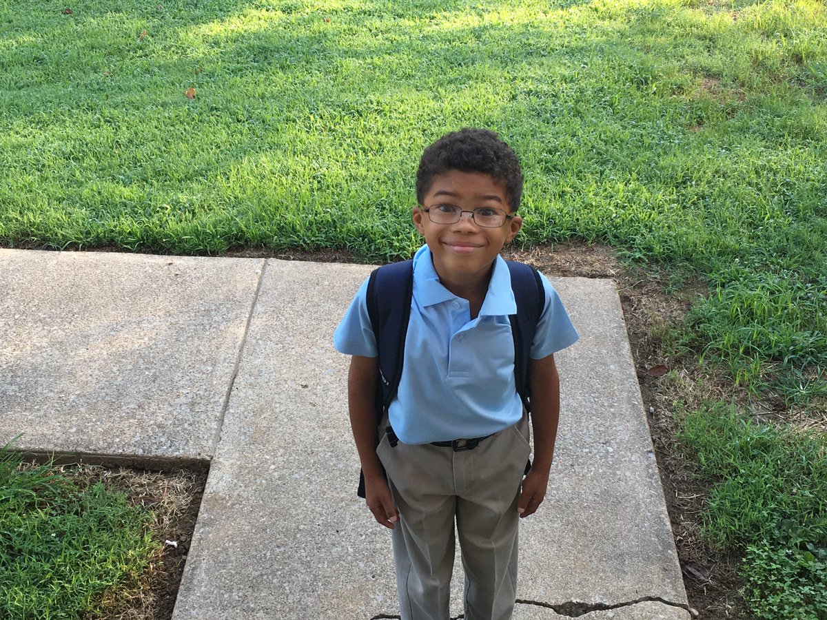 GradyStewartJr's tweet image. @WoodyandJimShow Jamming out on the first of school for my 4th Grader Mario #FirstDayBestDay