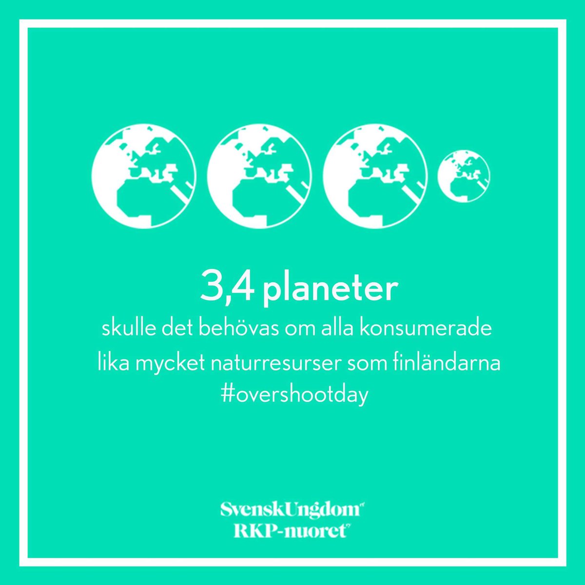 Idag #overshootday - dagen då vi förbrukat årets hållbara mängd naturresurser. Finlands nivå ligger på 3,4 planeter!
