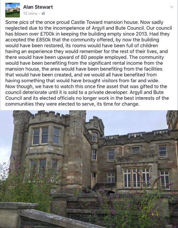 WeAreArgyll's tweet photo. The once proud Castle Toward now sadly, neglected. #CastleToward https://t.co/LCQ3U6ZV01