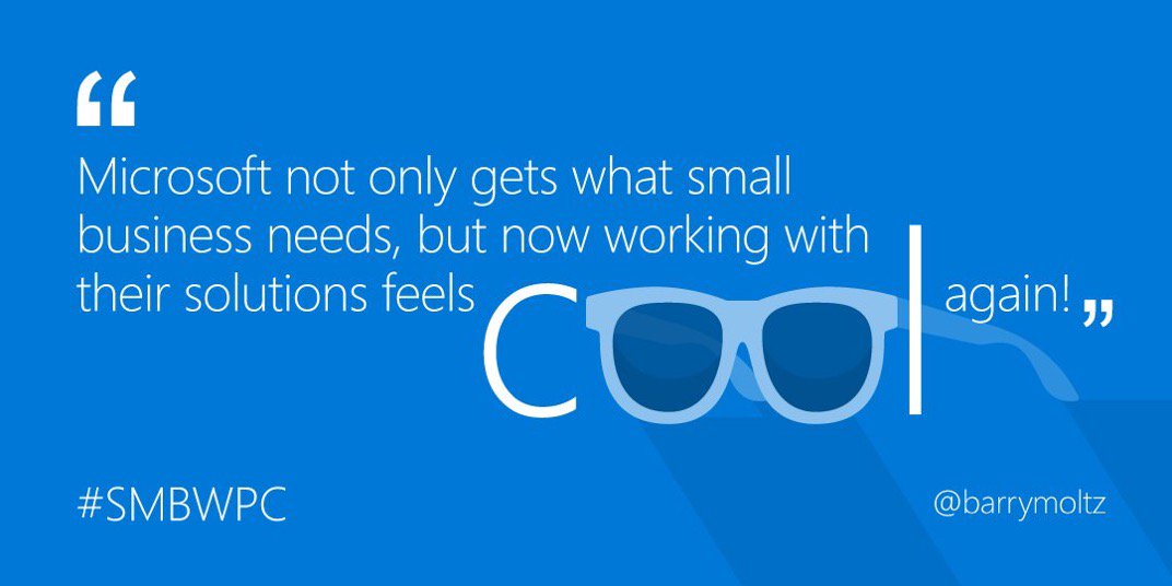 barrymoltz's tweet photo. #smallbiz @msft_business #smbwpc https://t.co/GxuVmaslux