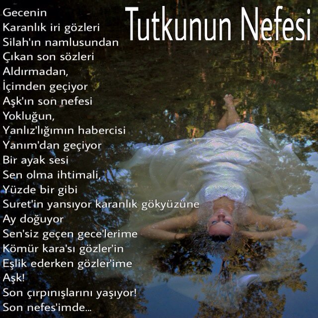 Tut ki...Nefes'im kesildi!
Koyup başımı dizine
Okşarmısın saçımı?
Nefes olurmusun ciğerime?
Severmisin ki..Sen beni?
