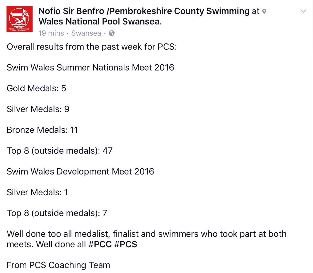 PembsCountySwim's tweet photo. Overall results from the week #SwimWales #SWSN16 #SWDM16 #PCC #PCS https://t.co/cHWHgN6Yoe