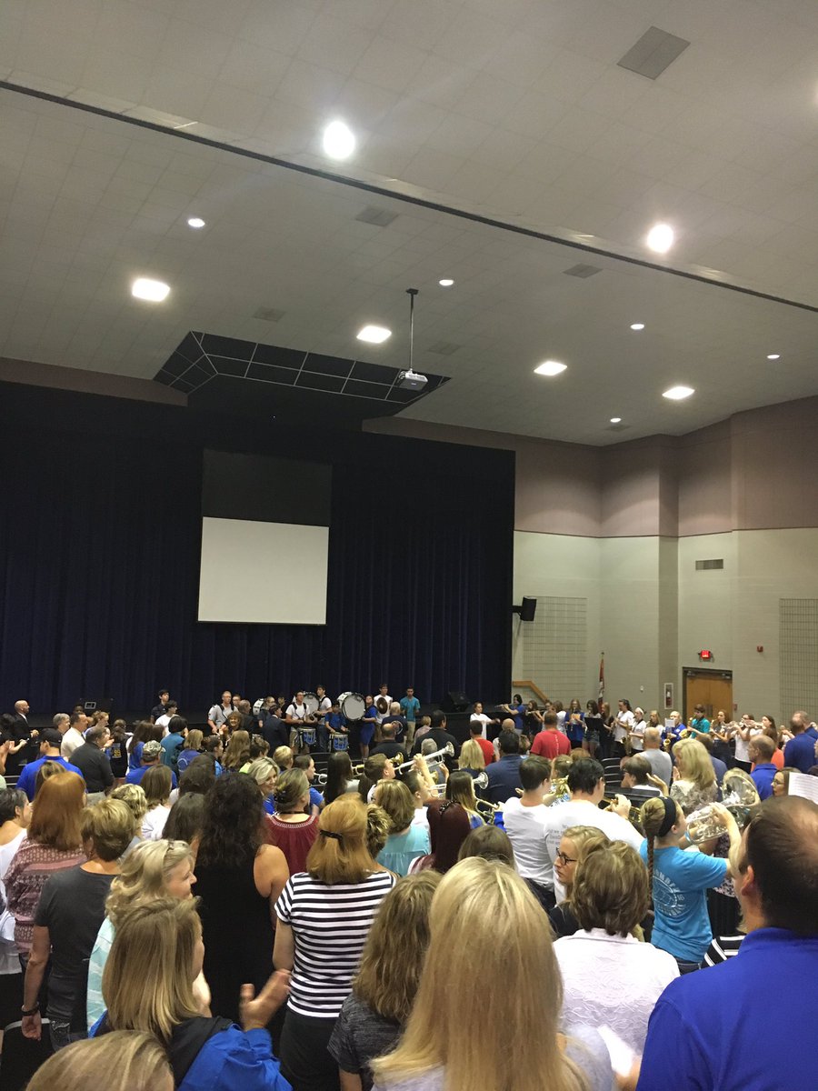 When Inservice starts with the MHHS Band, you know it's going to be good! #bomberpride <a href="/Dr_JakeLong/">Jake Long</a>