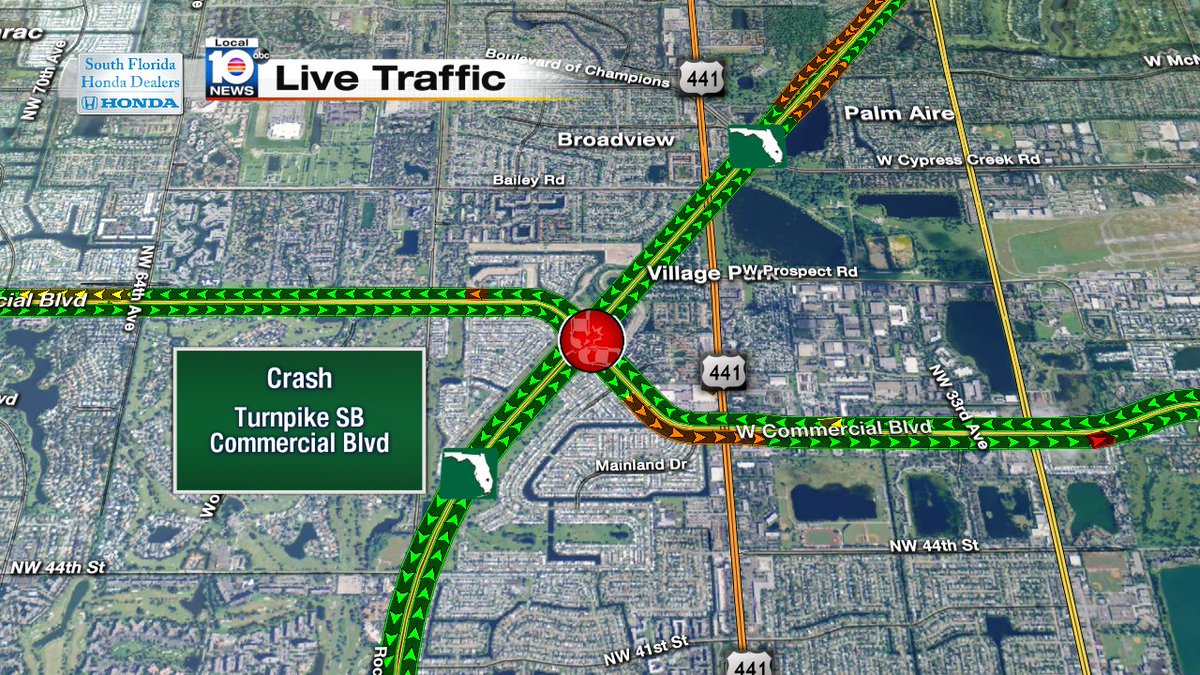 Crash on Turnpike SB at Commercial Blvd #traffic https://t.co/90aDNpTKF3
