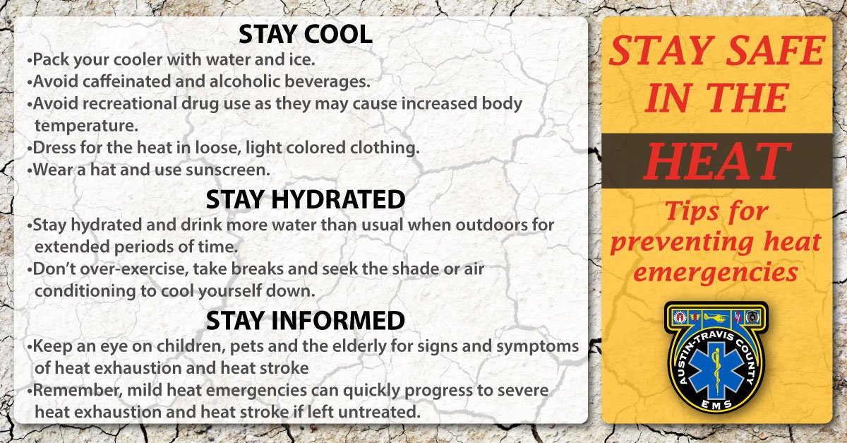 ATCEMS's tweet image. #ATXHeat warning: @NWSSanAntonio Heat indices 105-110 this afternoon, hot temps &amp;amp; high humidity may be dangerous