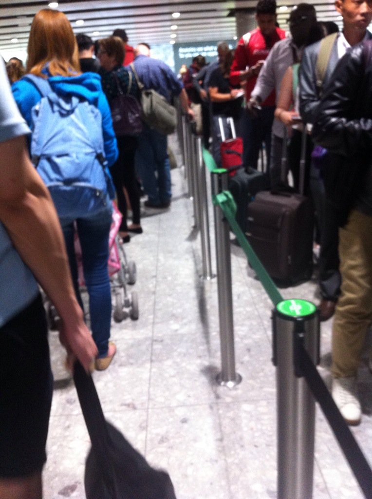 silvershook's tweet image. Bad is #Delta flight cancelled after 8 hours @Heathrow.  Worse you have to clear customs. Only 16 snake lines to go