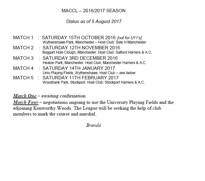 ManAreaXC's tweet photo. Provisional Dates for 2016/17. See 'League News' on website https://t.co/wpHERw9t5I