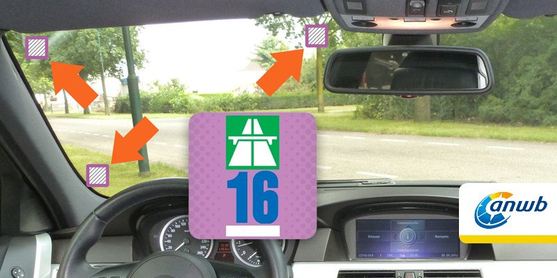 waar tolvignet plakken