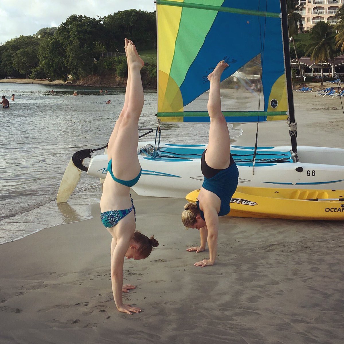 Like mother, like daughter. Family handstands in St. Lucia! #CrossFit #CrossFitFamily