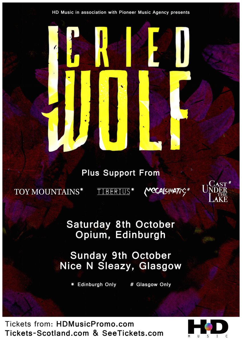 Oxford's <a href="/icriedwolfuk/">I Cried Wolf</a> play a couple headline shows with <a href="/ToyMountains/">TOY MOUNTAINS</a> <a href="/TiberiusUK/">Tiberius</a> <a href="/MegalomaticBand/">MEGALOMATIC</a> <a href="/cutlglasgow/">Cast Under The Lake</a>