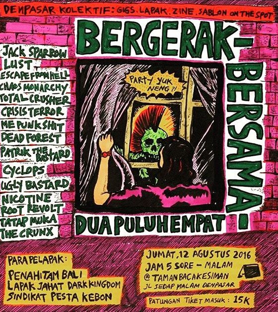 Ayo merapat manteman! Ada lapak, zine dan sablon on the spot. Banyak band keren! #BergerakBersama #24