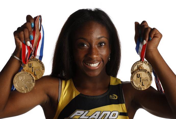 Plano_Schools's tweet photo. Before competing in Rio this summer, Class of 2012's Jennifer Madu competed for Plano East. https://t.co/6iaybMdhNN https://t.co/TG9fadrJkn