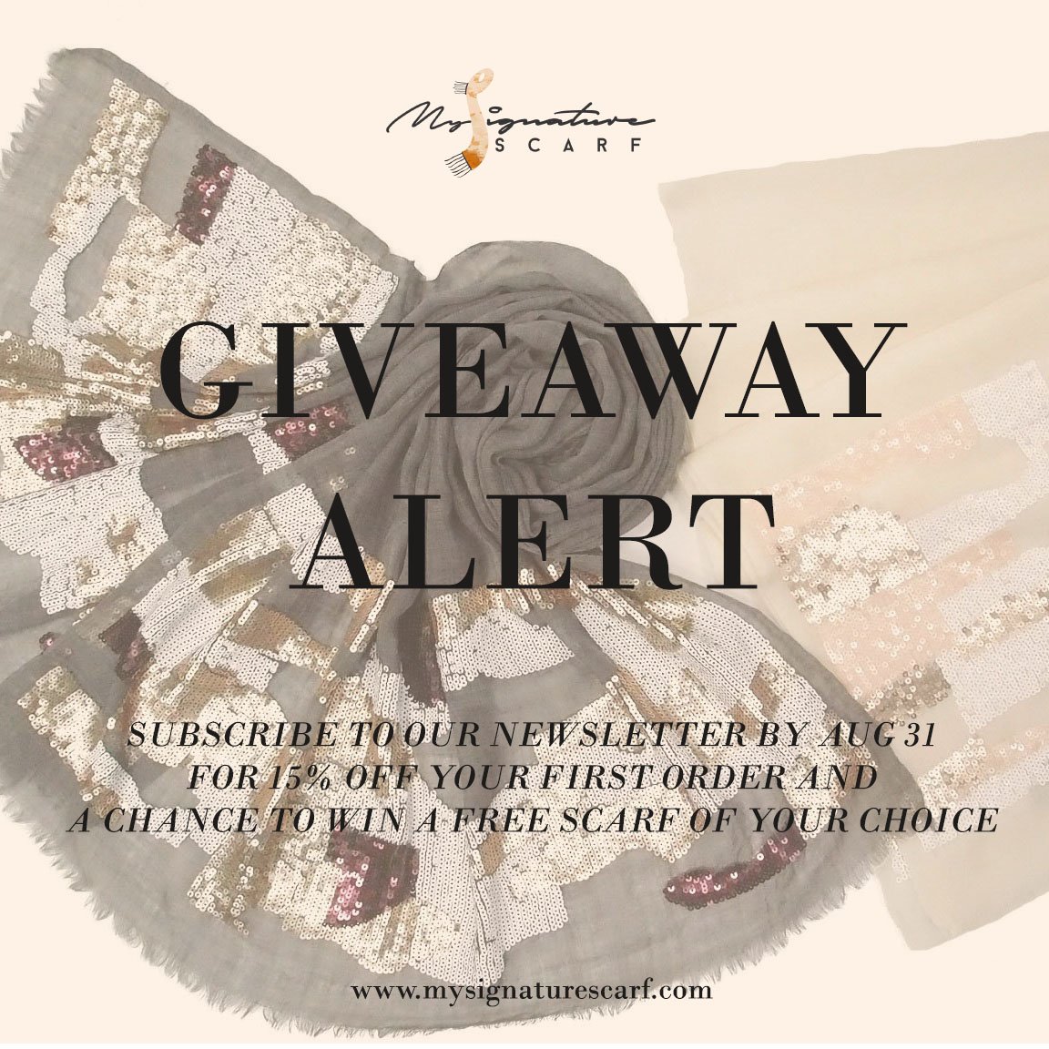 MySigScarf's tweet photo. Visit https://t.co/LPsiXv4oH3 and subscribe to our newsletter by Aug 31 for 15% off for a chance to WIN A FREE SCARF https://t.co/5Pd4adbMXo