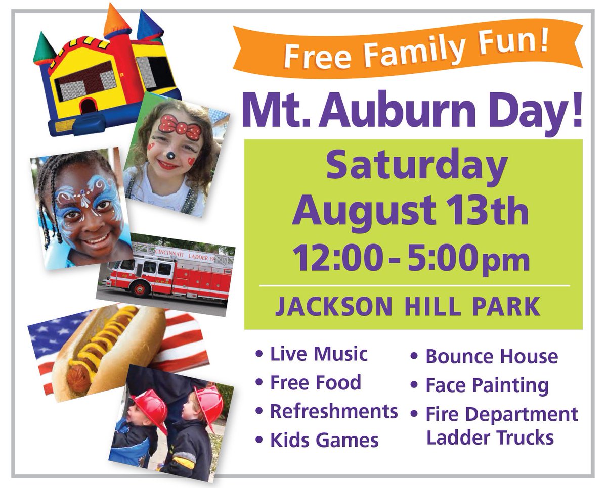 Check out all the great activities for kids at this years Mt. Auburn Day! See you Saturday!!!