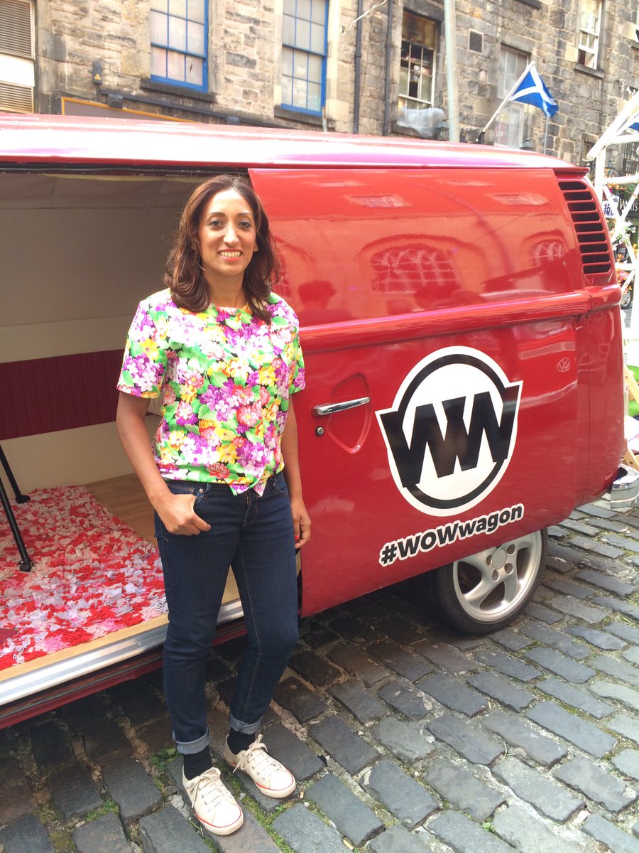 WOW247fest's tweet photo. .@shaziamirza1, @ComComPod and @VivGroskop: some of today's lovely guests at the #WOWwagon #edfringe https://t.co/droq8Cjfrx