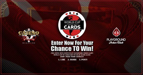 CasinoWorldMag's tweet photo. π#Contest #Win #FreeEntry into #EVENT25 @ Playground Poker's #WorldCupofCards #EnterNow https://t.co/Pw8S4fKkRD https://t.co/QZSJ5i4sGs