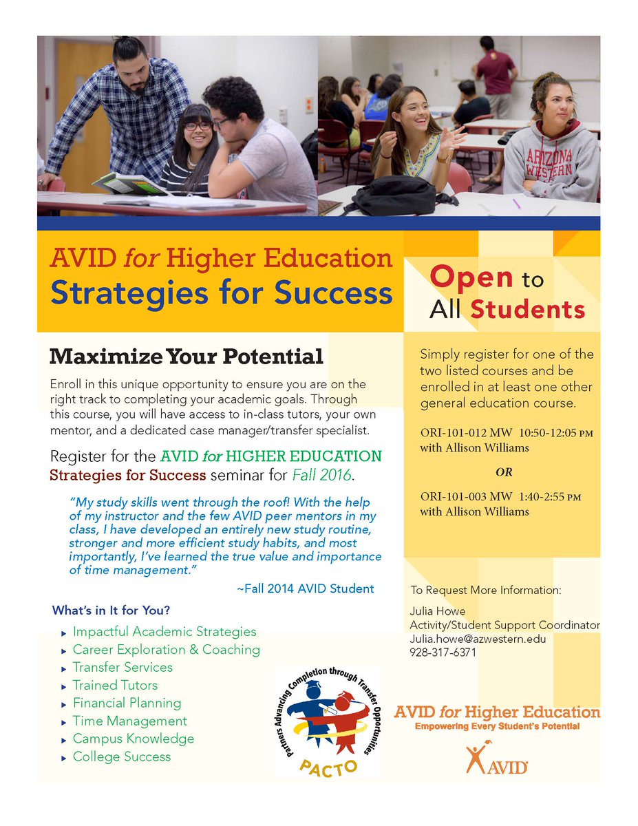 Starting <a href="/ArizonaWestern/">Arizona Western College</a> this fall? Invest in yourself &amp; take one of our ORI-101 sections. Seats are filling fast!