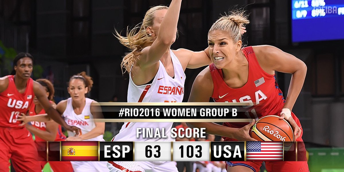 FIBA's tweet photo. #Rio2016 #Basketball: 5 #USA players in double figures in their win against #ESP!

📊 https://t.co/JoM7RAnSzp https://t.co/KVIcIS5b7d