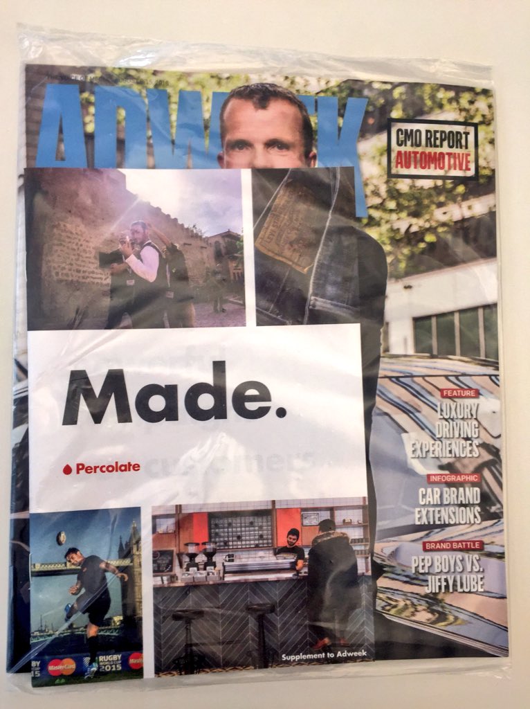 percolate's tweet photo. In this month's @Adweek, check out campaigns #MadeWithPercolate by @MasterCard @WeWork @LEVIS @MarriottIntl and more https://t.co/GaUO8hldXA