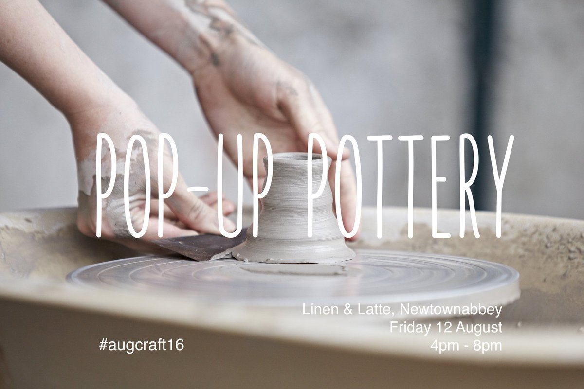 Can't wait for our pop-up pottery wheels at <a href="/linenandlatte/">Teresa Murray</a> in Glengormley this Friday! #augcraft16 Come &amp; have a go!