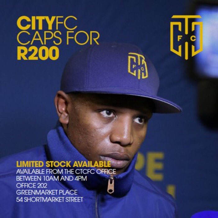 CTCFCfans's tweet photo. CTCFC Caps are now available. Call 021 204 4699 to place an order, or you can pop into the @CapeTownCityFC offices! https://t.co/FPryGaFhp2