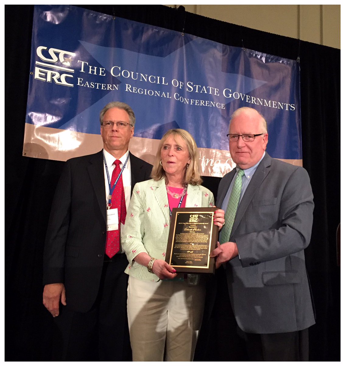 CSGovts's tweet photo. Congrats to #Delaware Rep Deb Hudson for receiving the Paul White Award at #CSGERC; both are @CSGovts past chairs! https://t.co/Ngtltl0gBB