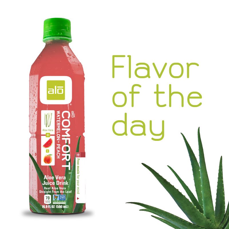 ALOdrink's tweet photo. Peaches, watermelon, and pure aloe vera, straight from the leaf. #ALOComfort #GoodnessFromTheInsideOut https://t.co/2jjHBZTaIT