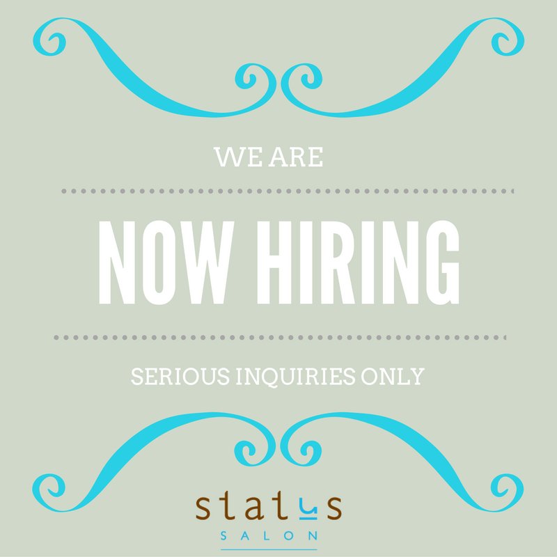 Statussalon's tweet photo. #Hairstylists, #aestheticians, #RMTs, &amp; medical aestheticians. Email resume to jacqui@statussalon.ca #hiring #barrie https://t.co/RxII2yPtl7