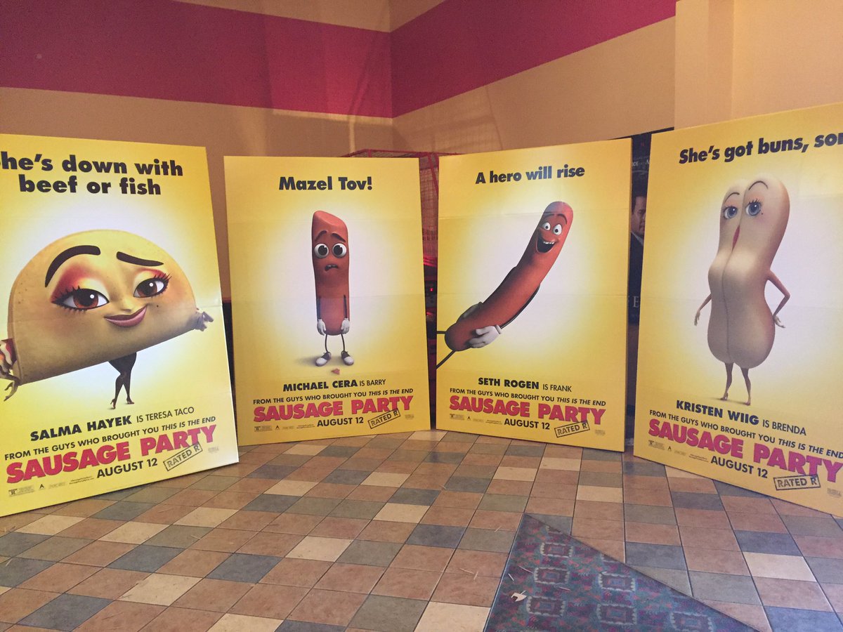 TVCinemas's tweet photo. We got a few new standees for the lobby that are...interesting #SausagePartyMovie #seeyouatthemovies https://t.co/7UxxbAQRJ0