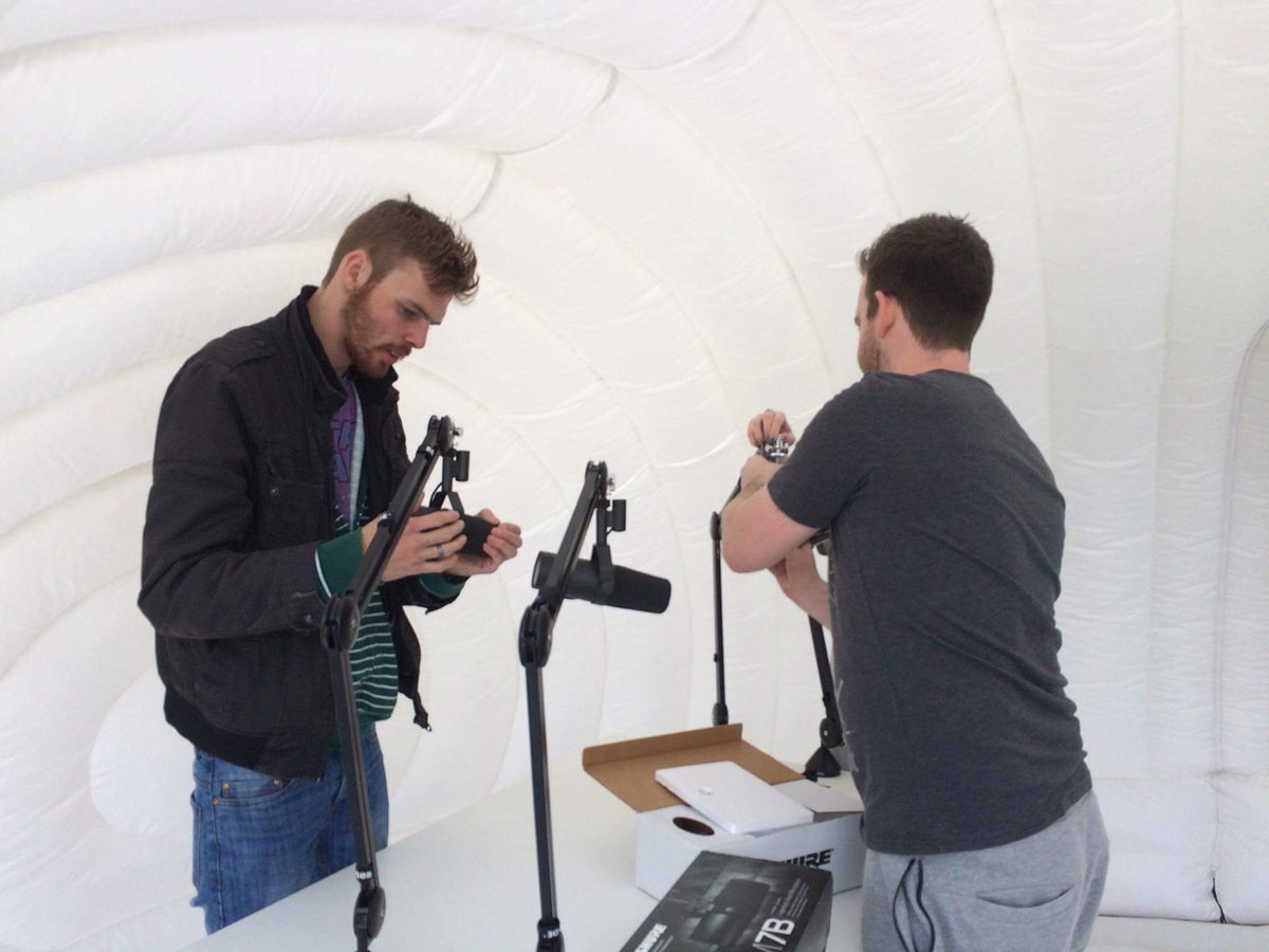 TheBuzzPod's tweet photo. We worked hard to get the pod set up for the event! #hardworkers #technicians https://t.co/Gfgy1diH7S