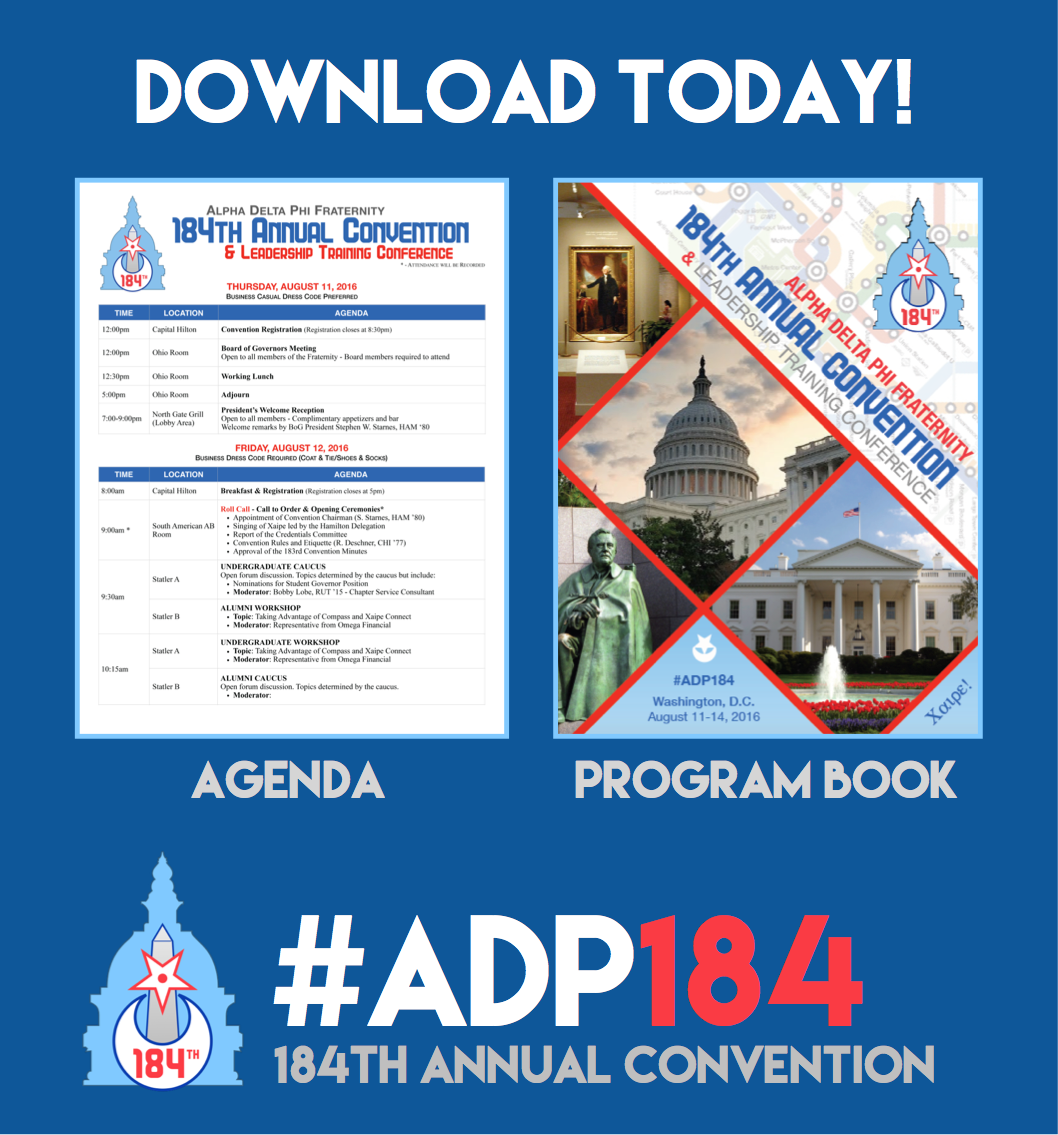 AlphaDeltHQ's tweet photo. Coming to #ADP184 in #DC this week? Convention materials are now available online at https://t.co/4BbpbRL7Hm https://t.co/drMsmQcNQZ
