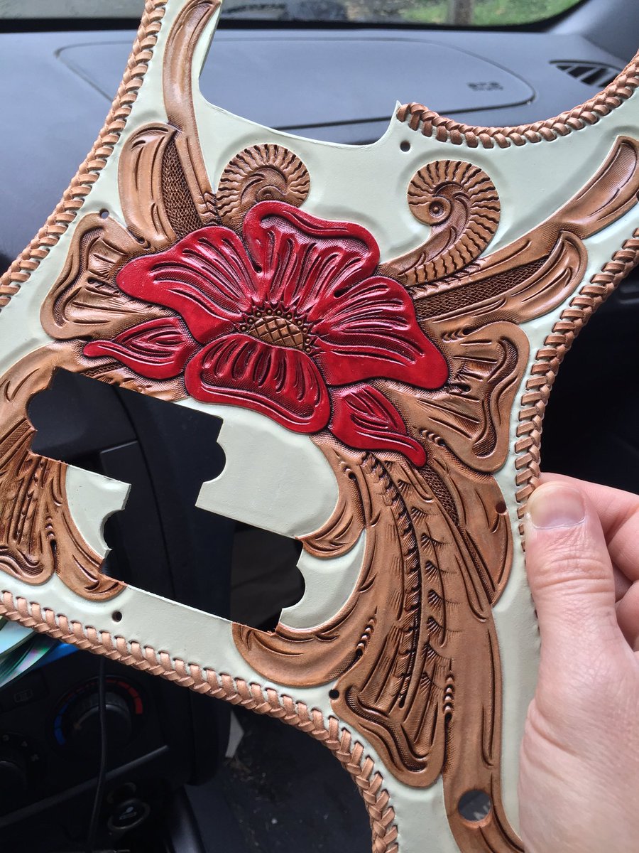 thingstoddh's tweet photo. Pickguard!! #bass #pickguard #leather #handtooled #design #art #iowa #troymills #rva #funktry #michaelandersen #thx https://t.co/oSfMyxDBrq