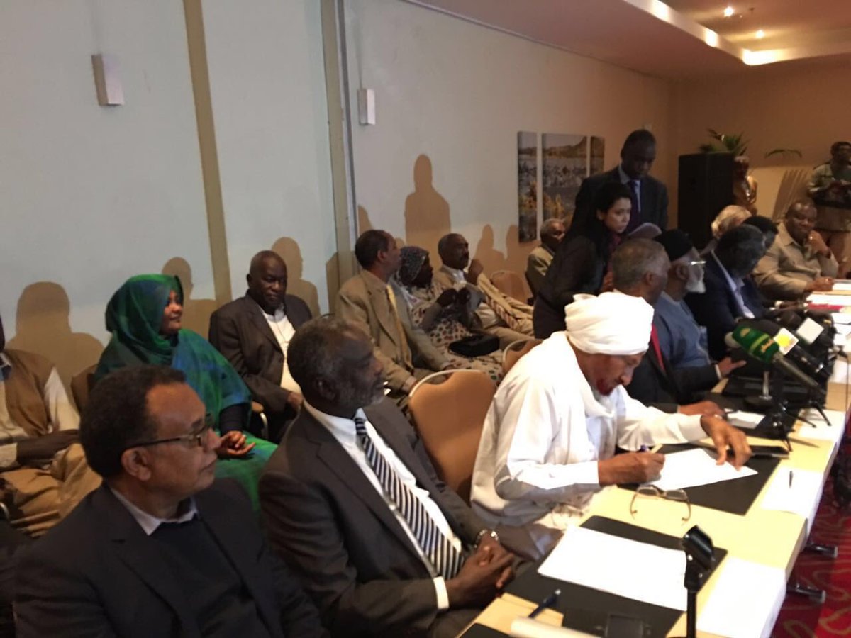 AUHIP's tweet photo. #SPLMN, #JEM, #SLMMM and the #UmmaParty sign the #AUHIP #Roadmap Agreement in Addis Ababa. https://t.co/njTeE8kL22