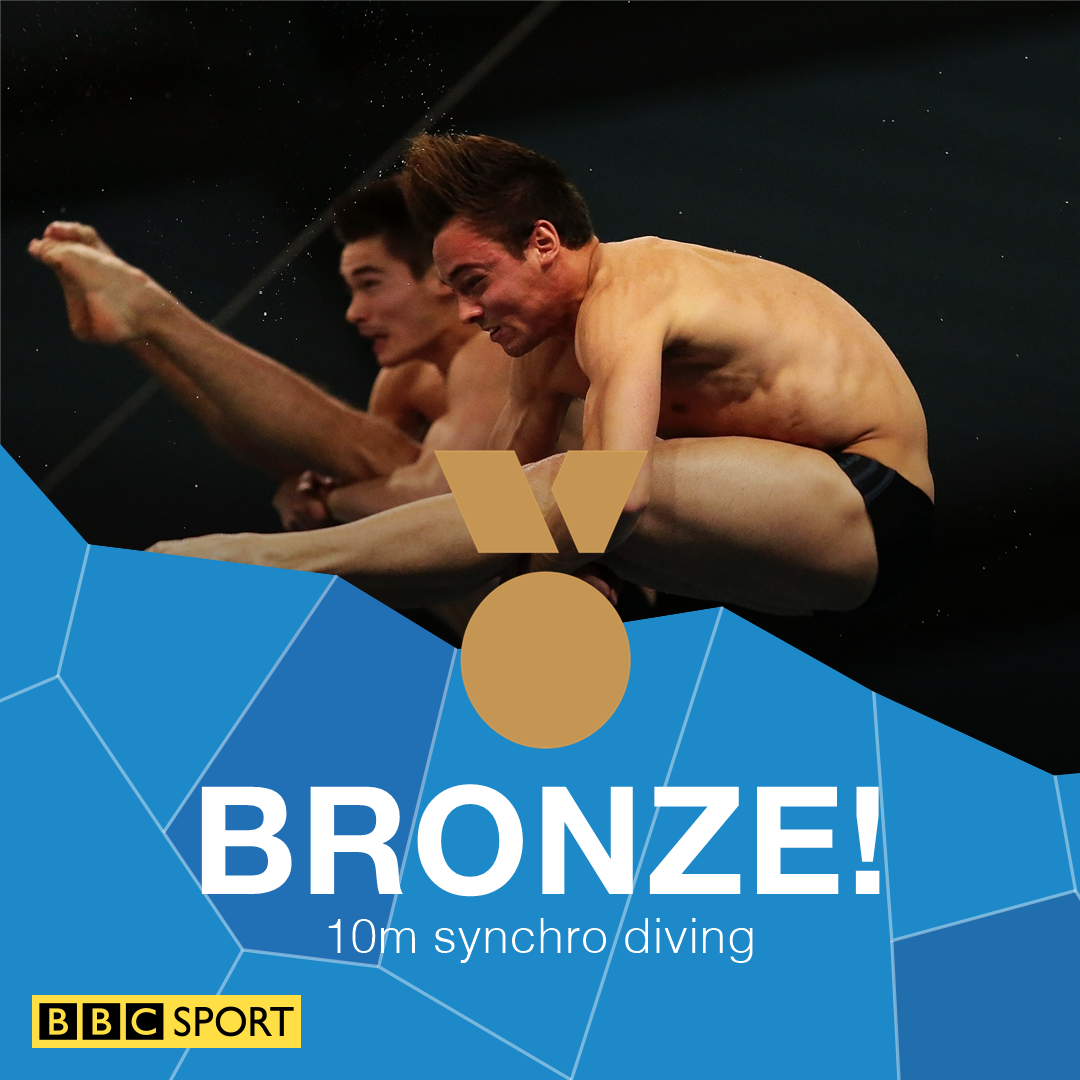 BBCSport's tweet photo. They've done it!

Tom Daley &amp; Daniel Goodfellow take 10m synchro bronze! https://t.co/CwDjLj9nS6 #Rio2016 https://t.co/YBUOoC9Q1e