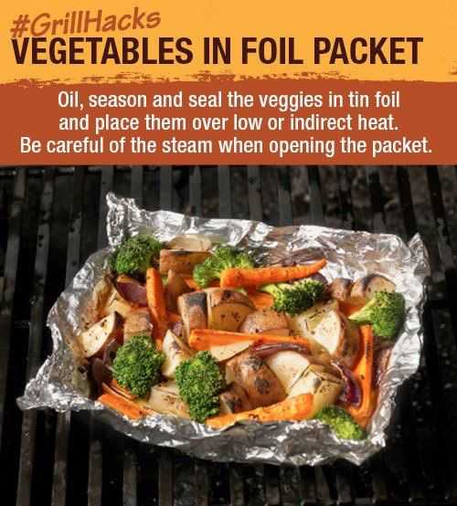 #GrillHacks: Load up your favorite veggies, seasoning & dash of oil into foil then place in oven/on grill. #FuelinOU