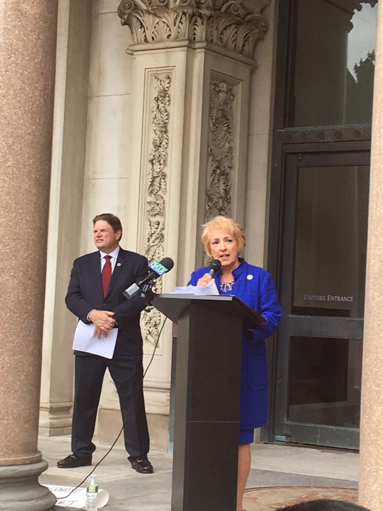 DSXM's tweet photo. Marie Blistan & Wendell Steinhauer address @NJEA members #VoteNJPension #scr2now #scr2 #unionpride #UnionStrong https://t.co/UAV6tudIgB