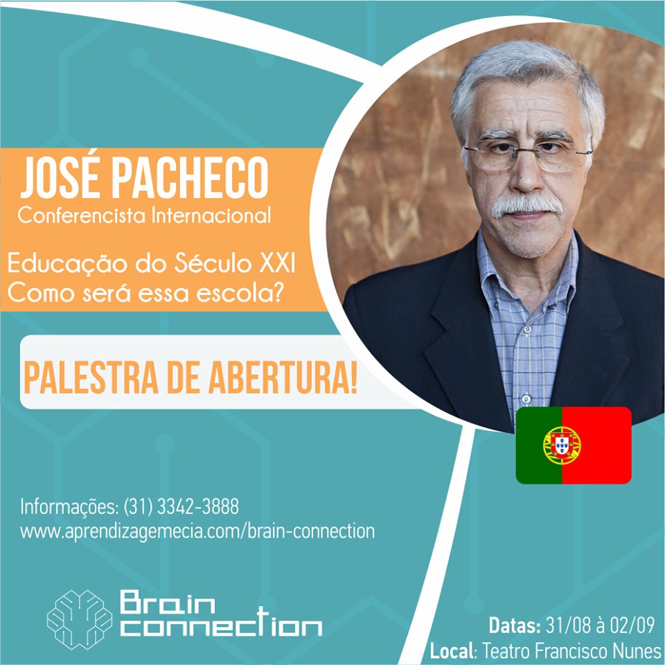 BrainEventos's tweet image. Olha Só que vem de Portugal para o Brain Connection! 
José Pacheco é especialista em Leitura e Escrita. Mestre.