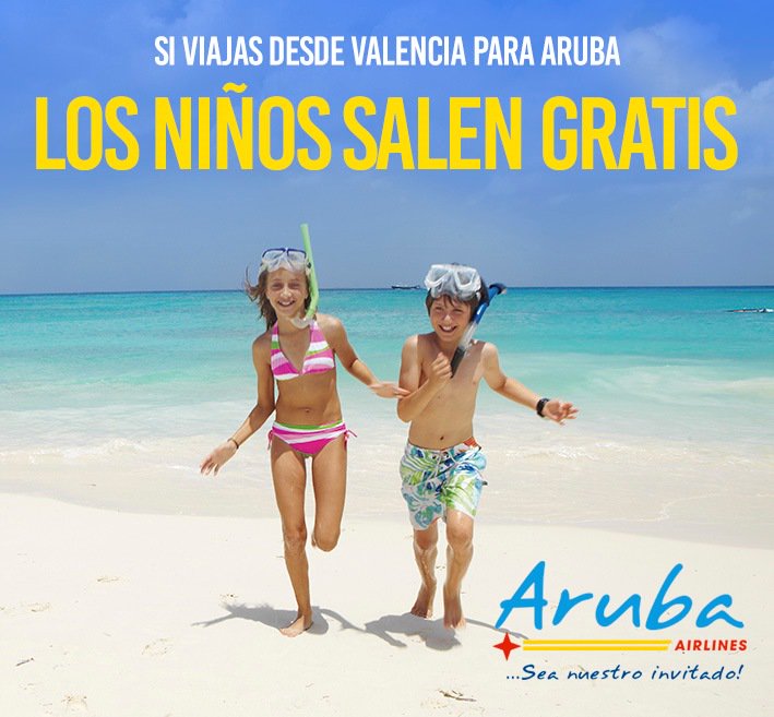 freedomtravelt's tweet photo. #Aruba en estas Vacaciones lleva tus pequeños Gratis! salidas desde Valencia del 08 de Agosto al 30 Septiembre.. https://t.co/zZ5JRqOlKU
