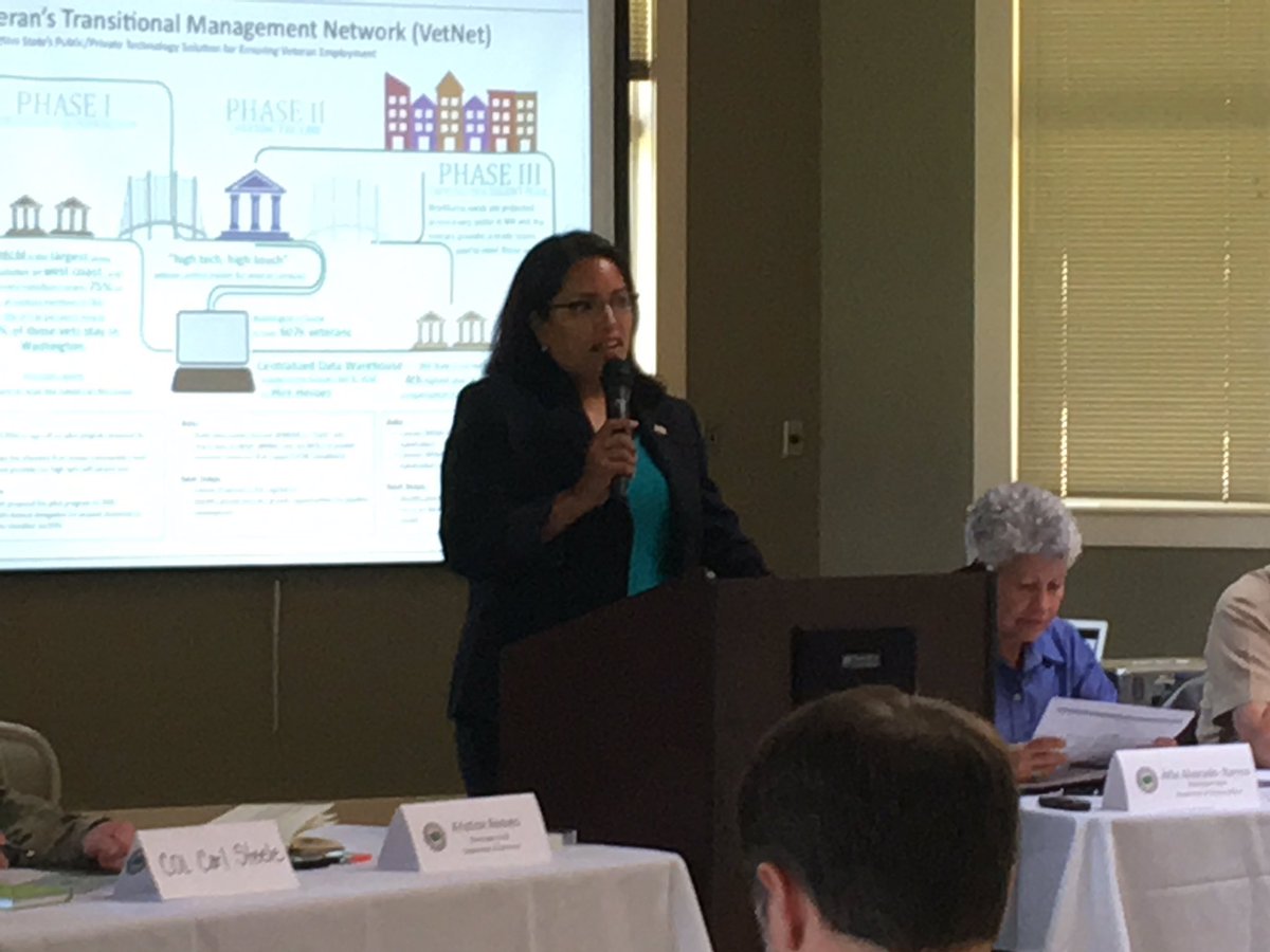 JSSWA's tweet photo. @WAStateCommerce Christine Reeves speaks about the #VetNet and ensuring successful veteran employment #WSMTC https://t.co/uSGneGfiL3
