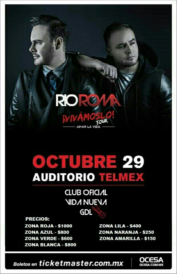 lizzi194's tweet photo. @_VidaNuevaGDL te invita al concierto de @RioRomamx el 29 de Octubre en el Auditorio Telmex #VNPue https://t.co/ayL2vtMZvH