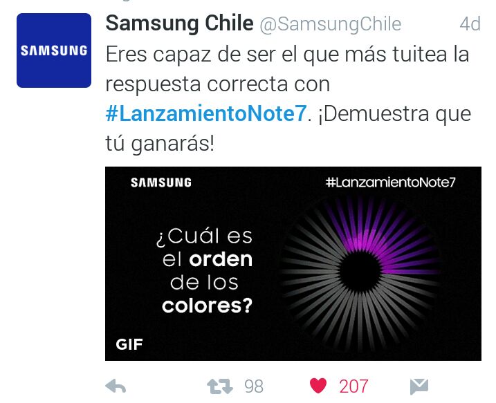 emiliobriga's tweet photo. @SamsungChile esas eran las condiciones originales, ser el que mas tuitee la respuesta con #LanzamientoNote7 https://t.co/ynkfvQjUW6