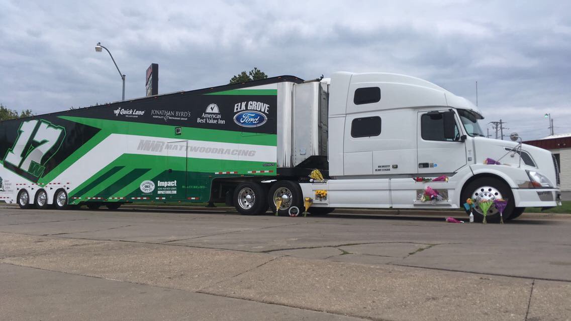 The rig of <a href="/BryanClauson/">Bryan Clauson</a> sprint car across from <a href="/knoxvilleraces/">Knoxville Raceway</a> #RIPBC #respect #racefamily