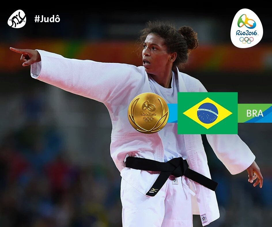 Medalha de #ouro para Rafaela Silva e bandeira do #BRA no lugar mais alto! 👏👏👏 Parabéns, Rafa! Merece muito!!