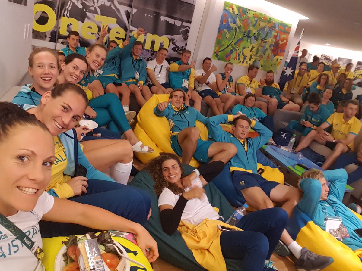 <a href="/AUSOlympicTeam/">AUS Olympic Team</a> ready at the hub to cheer loud and proud for our #RugbySevens girls!! #OneTeam #Gold
