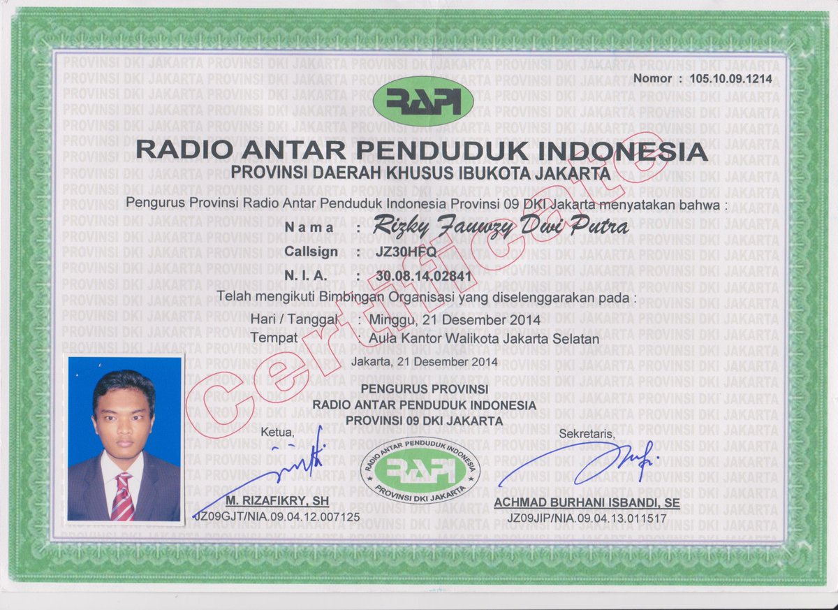 rapipondokaren's tweet photo. Sertifikat Bimbingan Organisasi, salah satu syarat utk menjadi anggota Radio Antar Penduduk Indonesia #IKRAP #KTA https://t.co/JcSuTiXhRy