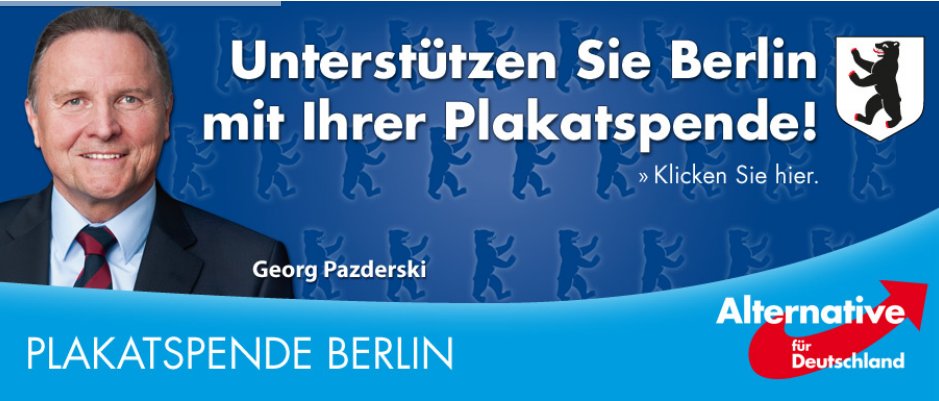 Berlin | Sie wollen die @AfDBerlin unterstützen? Wie wäre es mit einer Plakatspende?
#agh16
plakatspende.afd-berlin.de/public/start.p…