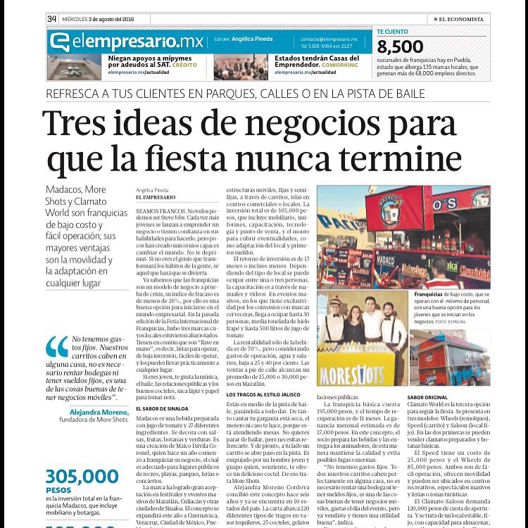 No se pierdan nuestra entrevista en el Economista #laFranquiciamasdivertida