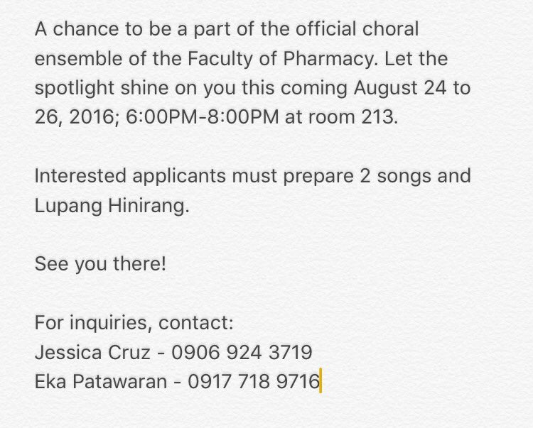 USTPGC's tweet photo. AUDITION AND BE PART OF THE WONDERFUL FAMILY! 💜🎼🎶✨😉 See you there!! https://t.co/FwNchMfzbP